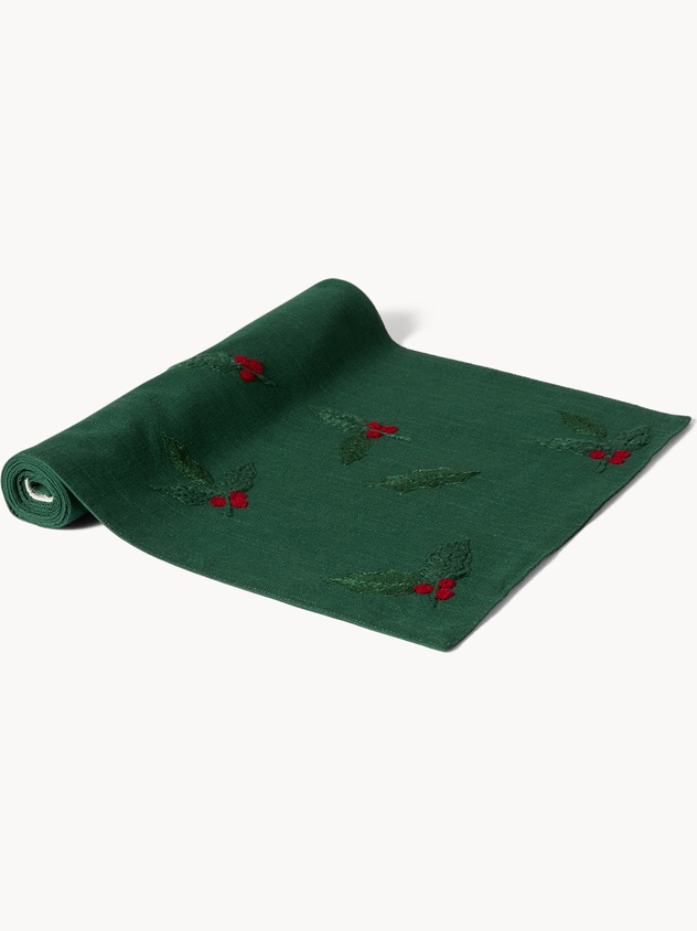 Runner in puro cotone ricamato