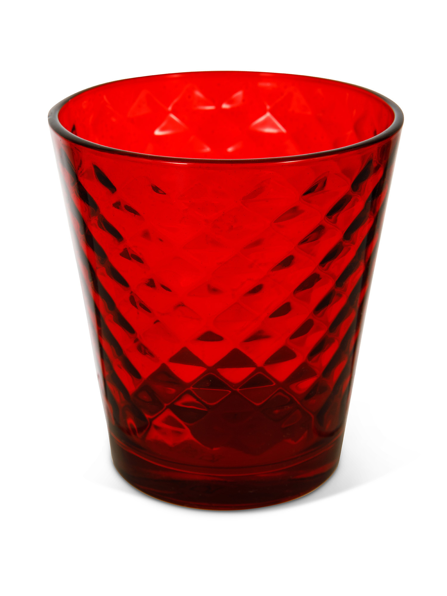 Red glass tumbler, Red, large image number 1