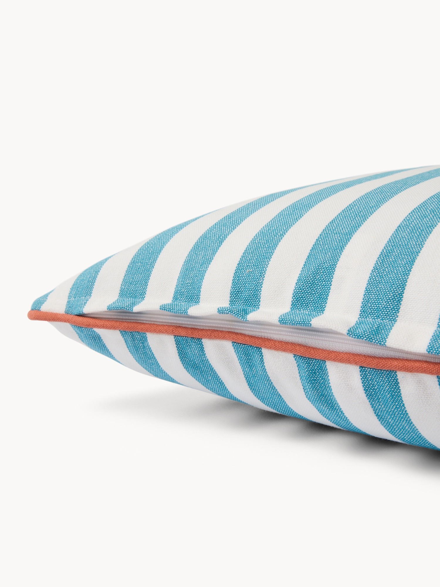 Striped Cushion with Contrast Overlock 45x45cm - Introductory Price, Blue, large image number 2