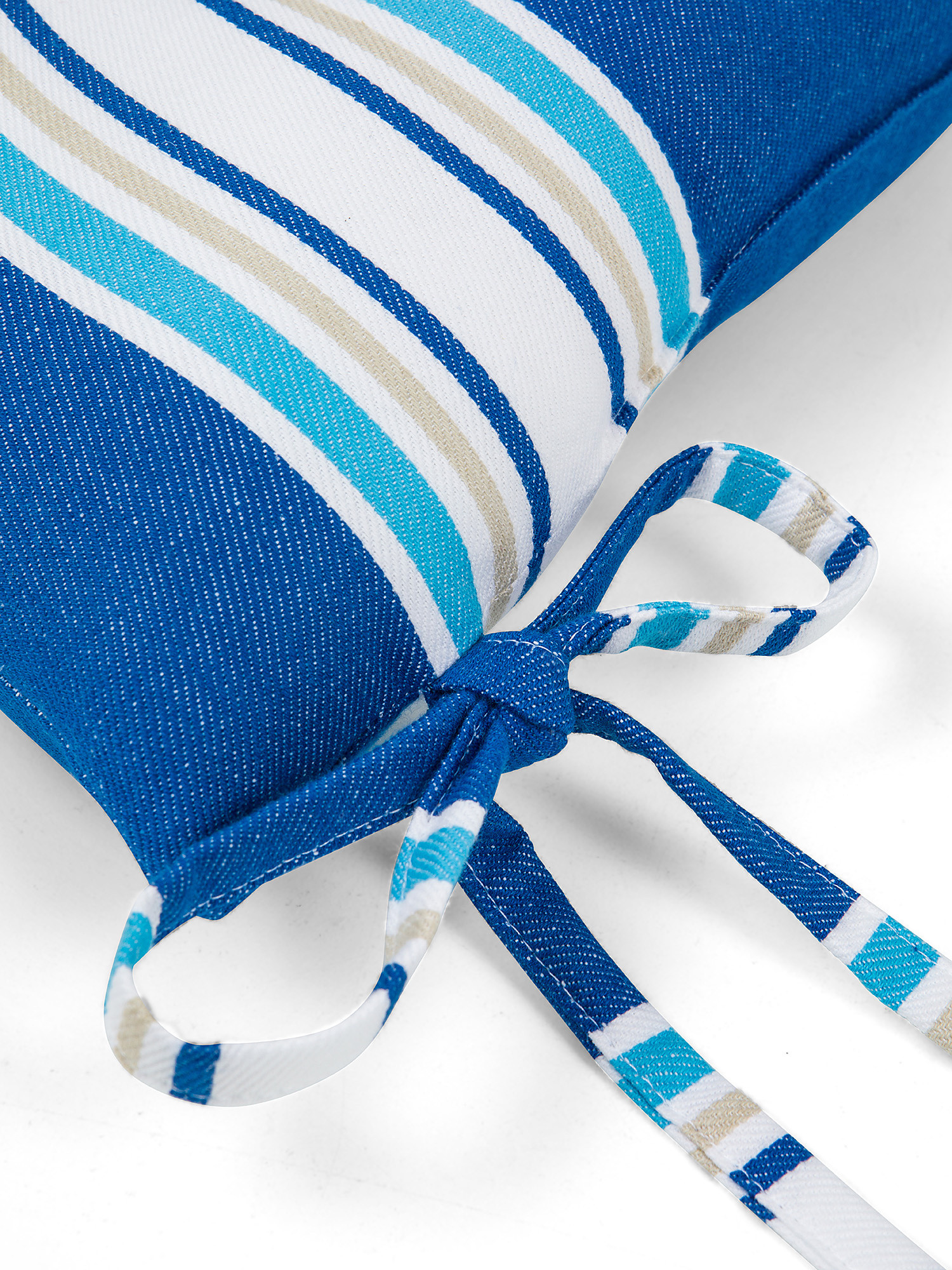 Striped chair cushion in pure cotton., Blue, large image number 1