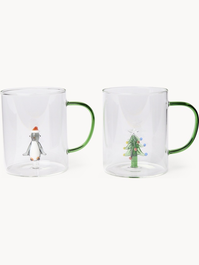 Borosilicate glass mug with a Christmas detail