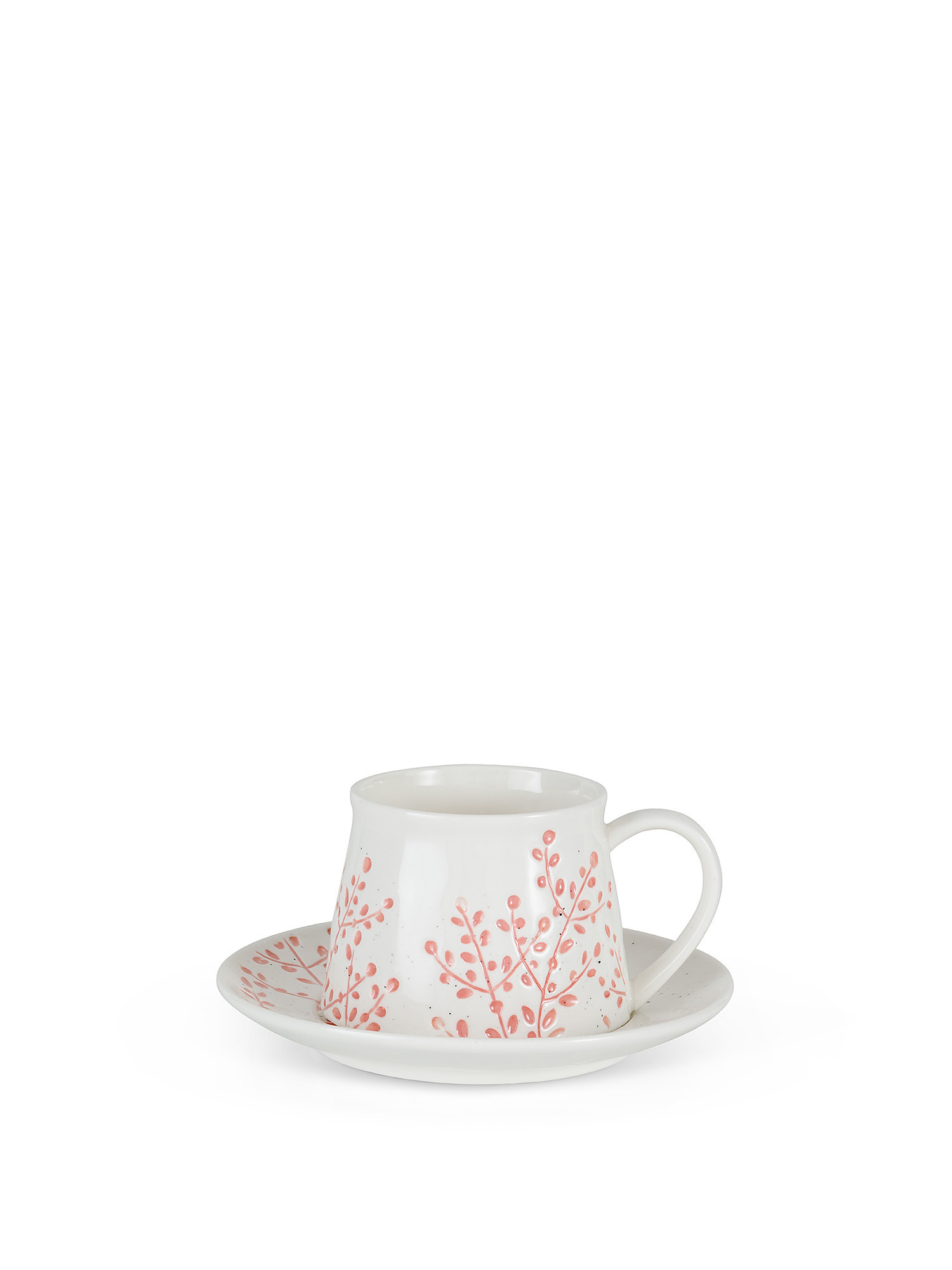 Tazza tè in porcellana motivo foliage, Bianco, large image number 0