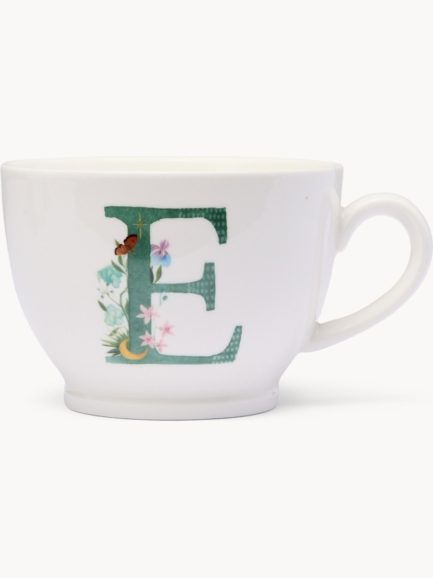 Tazza da colazione in new bone china lettera E