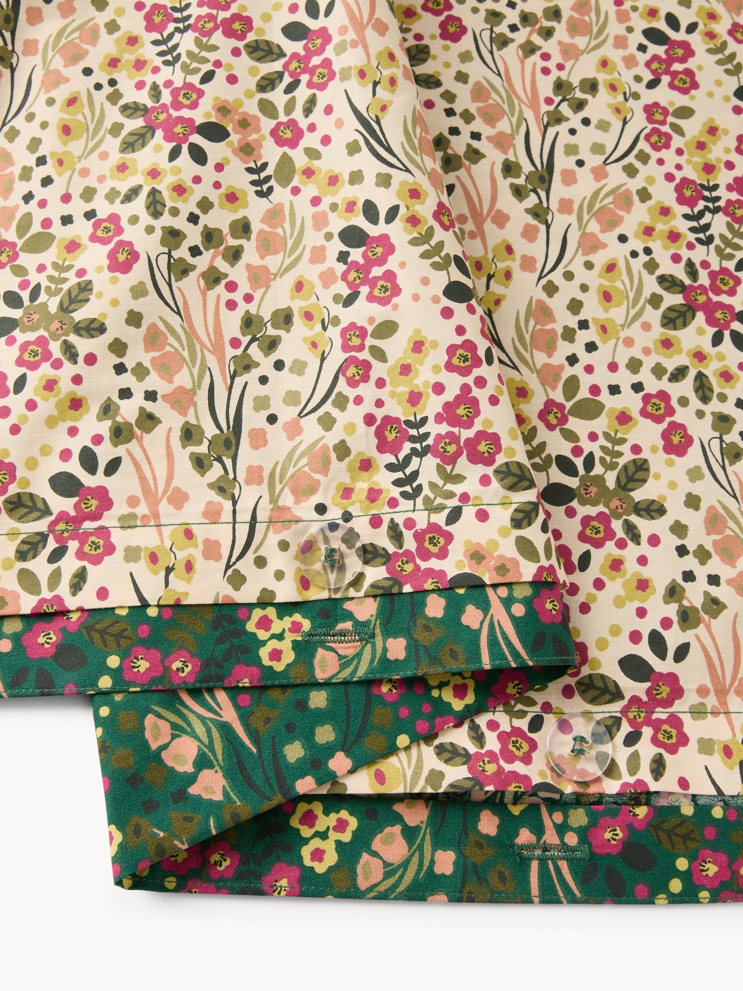 Parure copripiumino in cotone percalle fantasia fiorellini - Prezzo di lancio, Verde, large image number 1