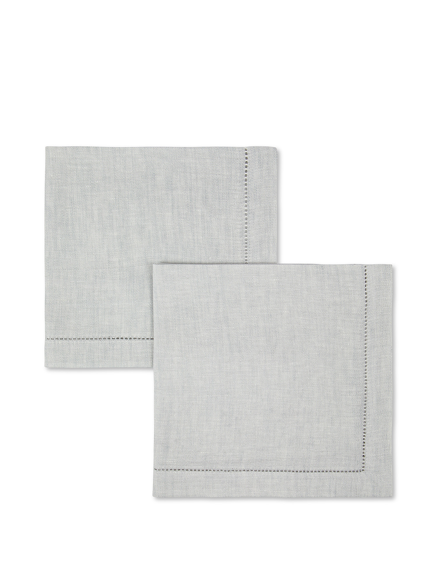 Set of 2 pure linen napkins with ajour hem, Light Grey, large image number 0