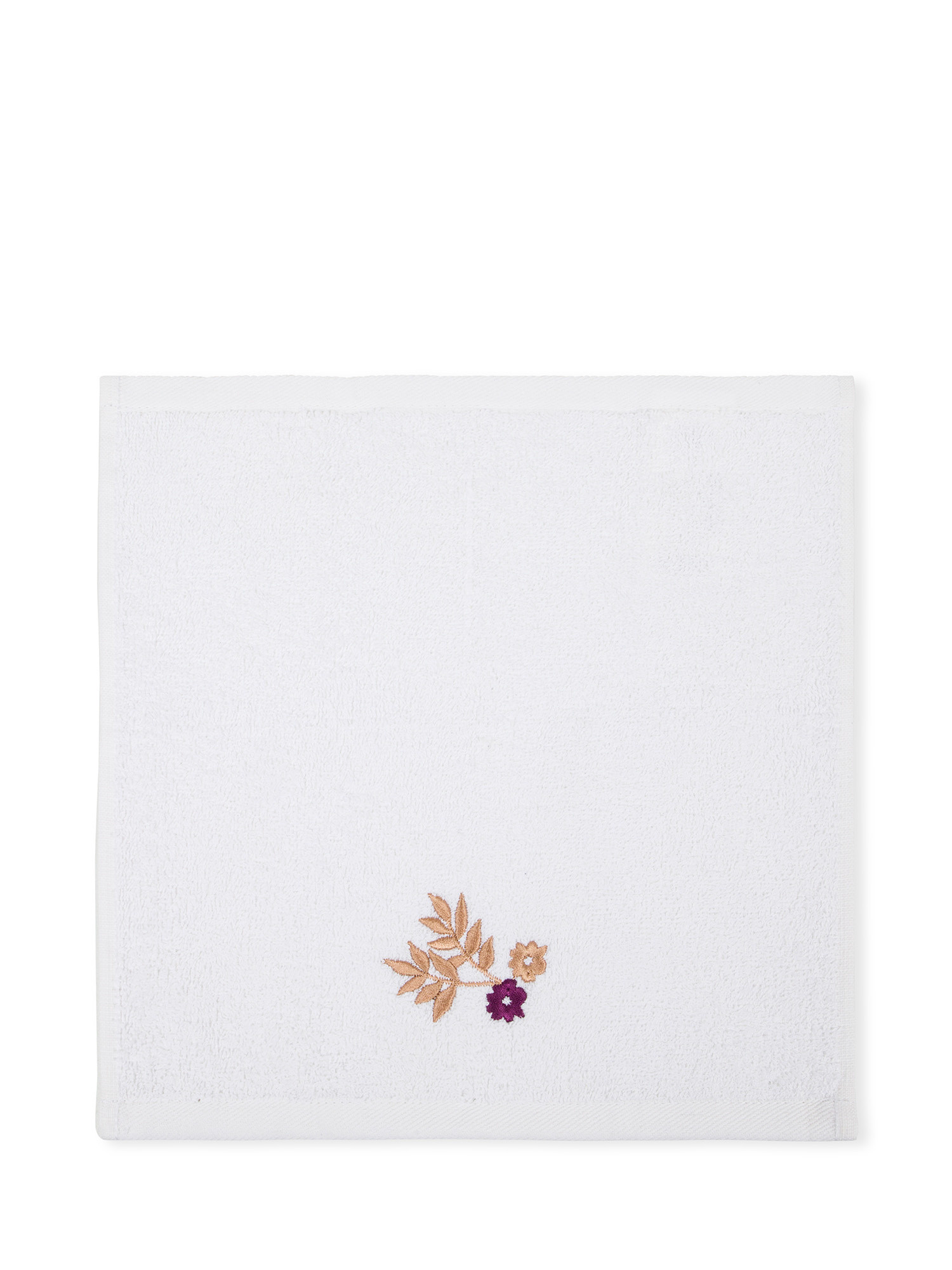 Set 3 lavette in spugna di cotone con ricamo floreale, Viola, large image number 1