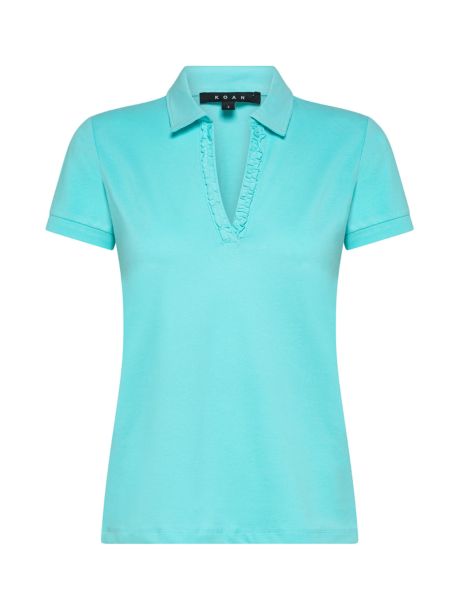 Polo shirt with rouches, Turquoise, large image number 0