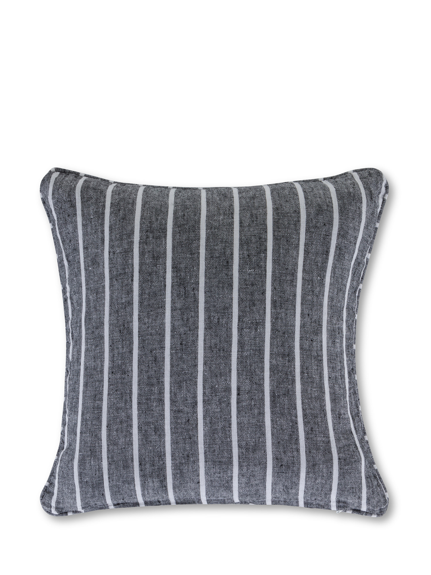 Striped cushion in pure linen 40x40 cm, White, large image number 1
