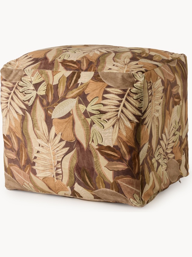 Foliage print pouf