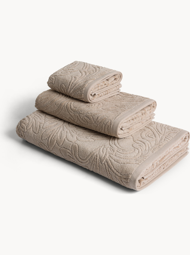 Asciugamano in velour di cotone lavorazione damascata