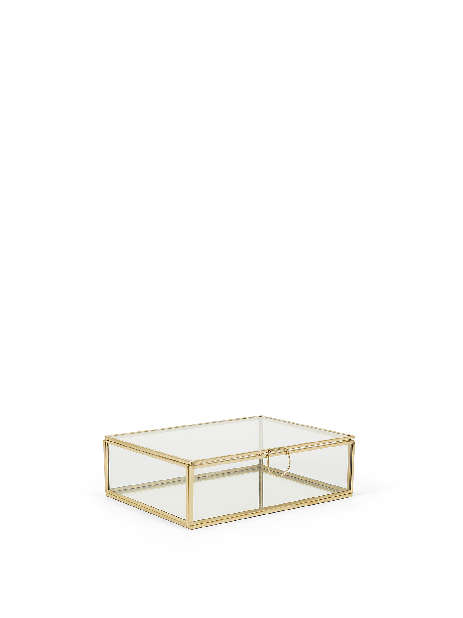 Glass jewelery box with golden edges, Transparent, large image number 0