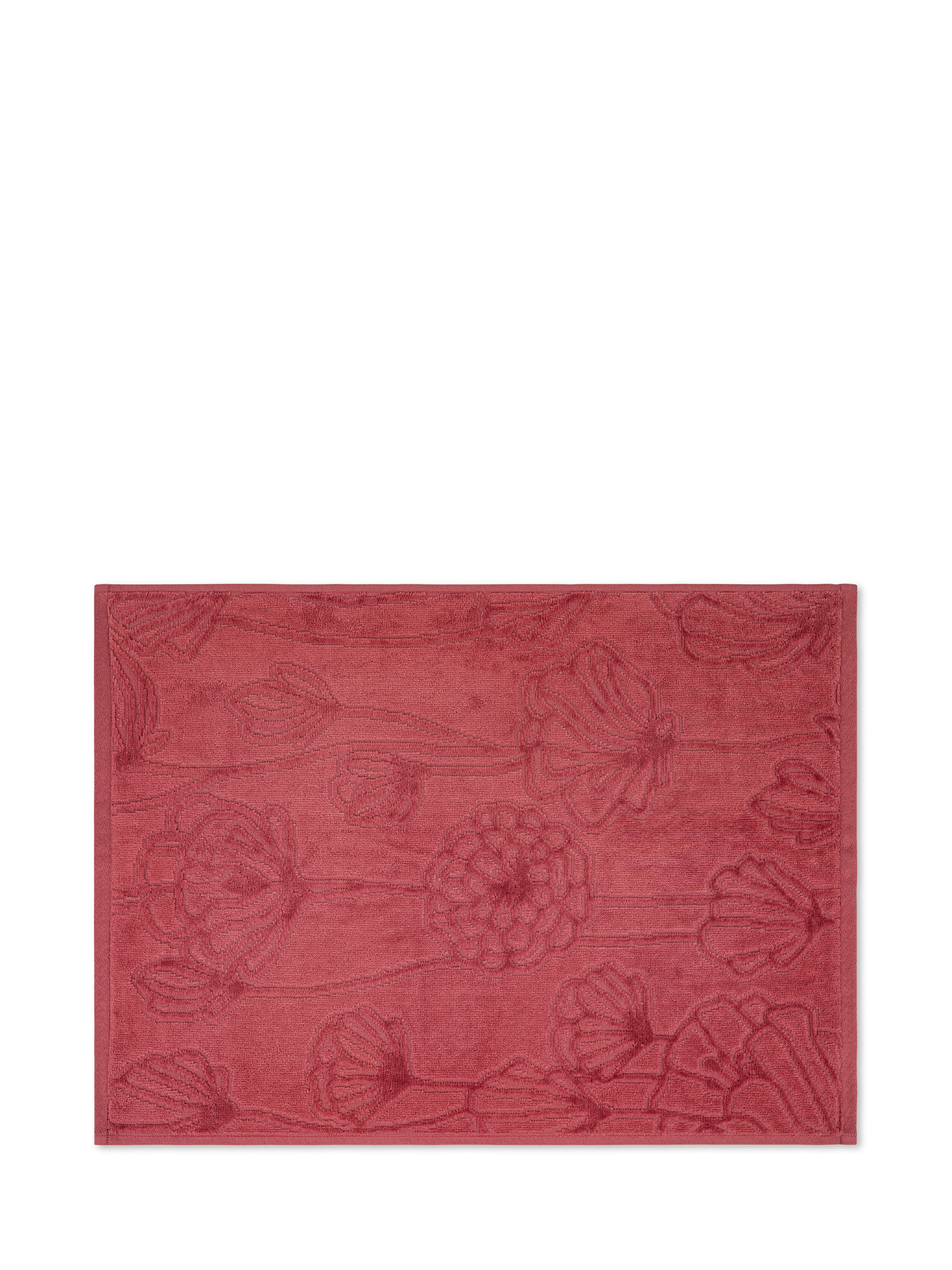 Cotton velor towel with floral pattern, Pink, large image number 1
