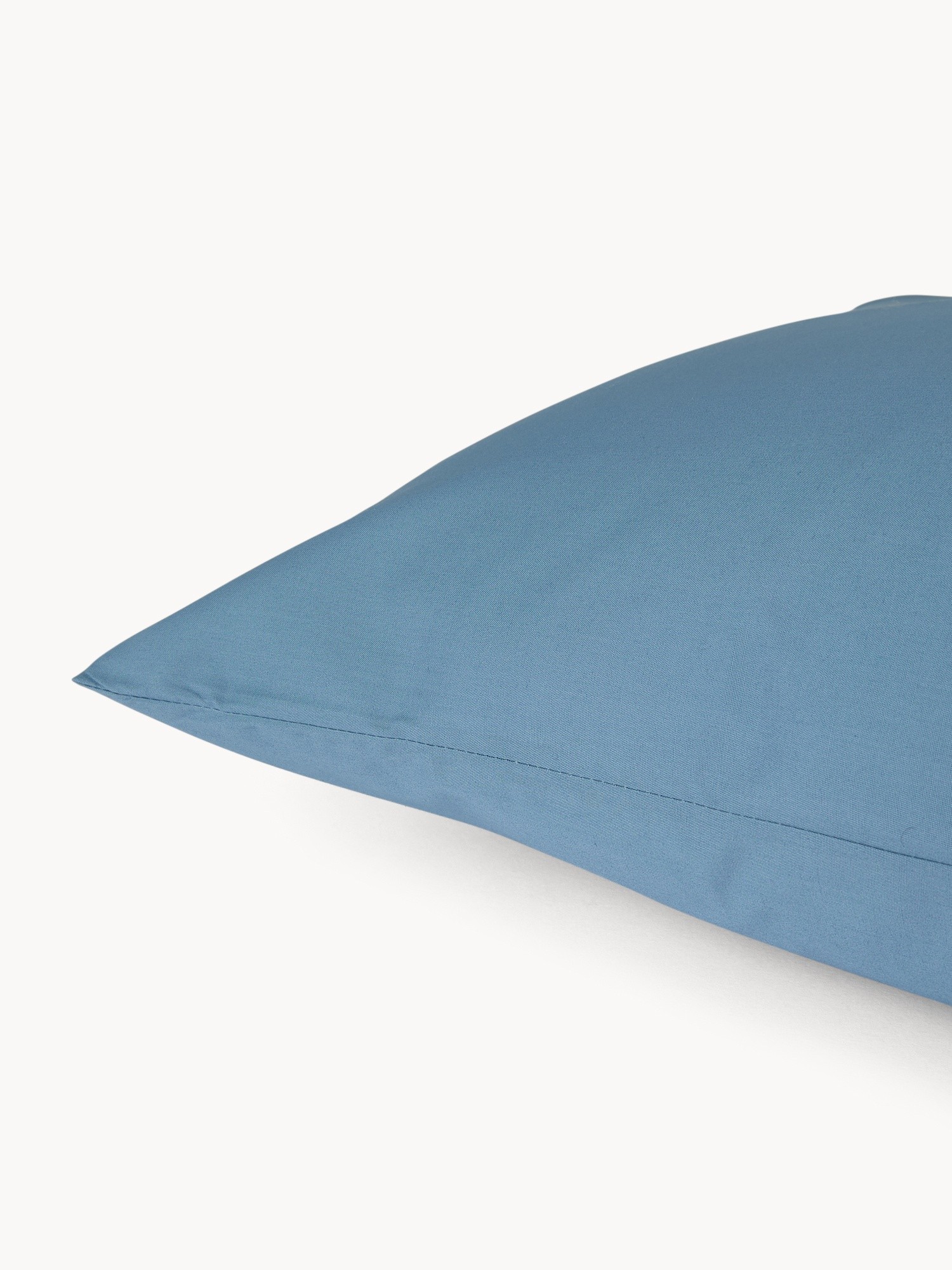 Set of 2 Solid Cotton Percale Pillowcases - Discounted Price, Blue, large image number 1