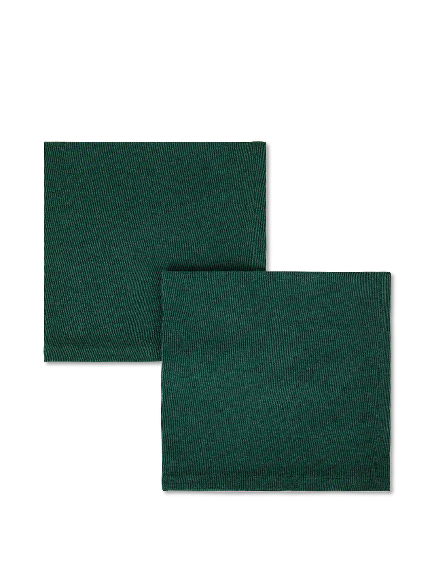 Set 2 tovaglioli twill di cotone tinta unita, Verde, large image number 0