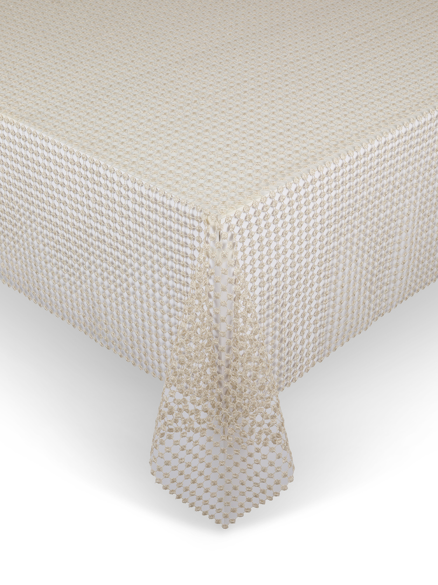 Tablecloth with lurex dots embroidery, Champagne Yellow, large image number 0