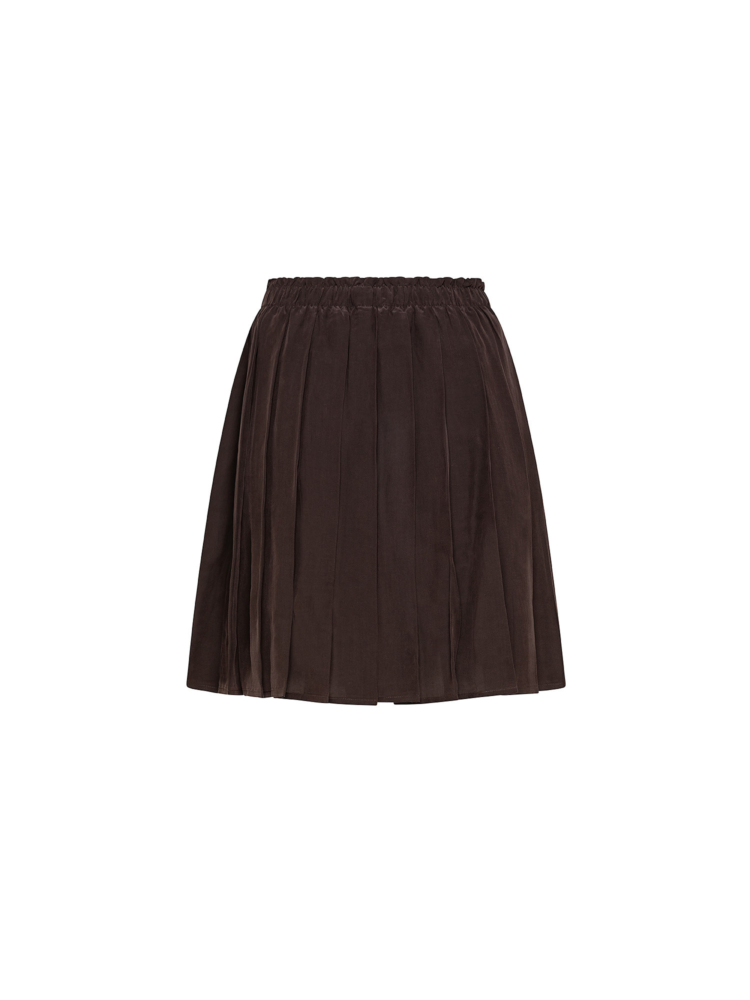 Pleated mini skirt in viscose, Brown, large image number 1