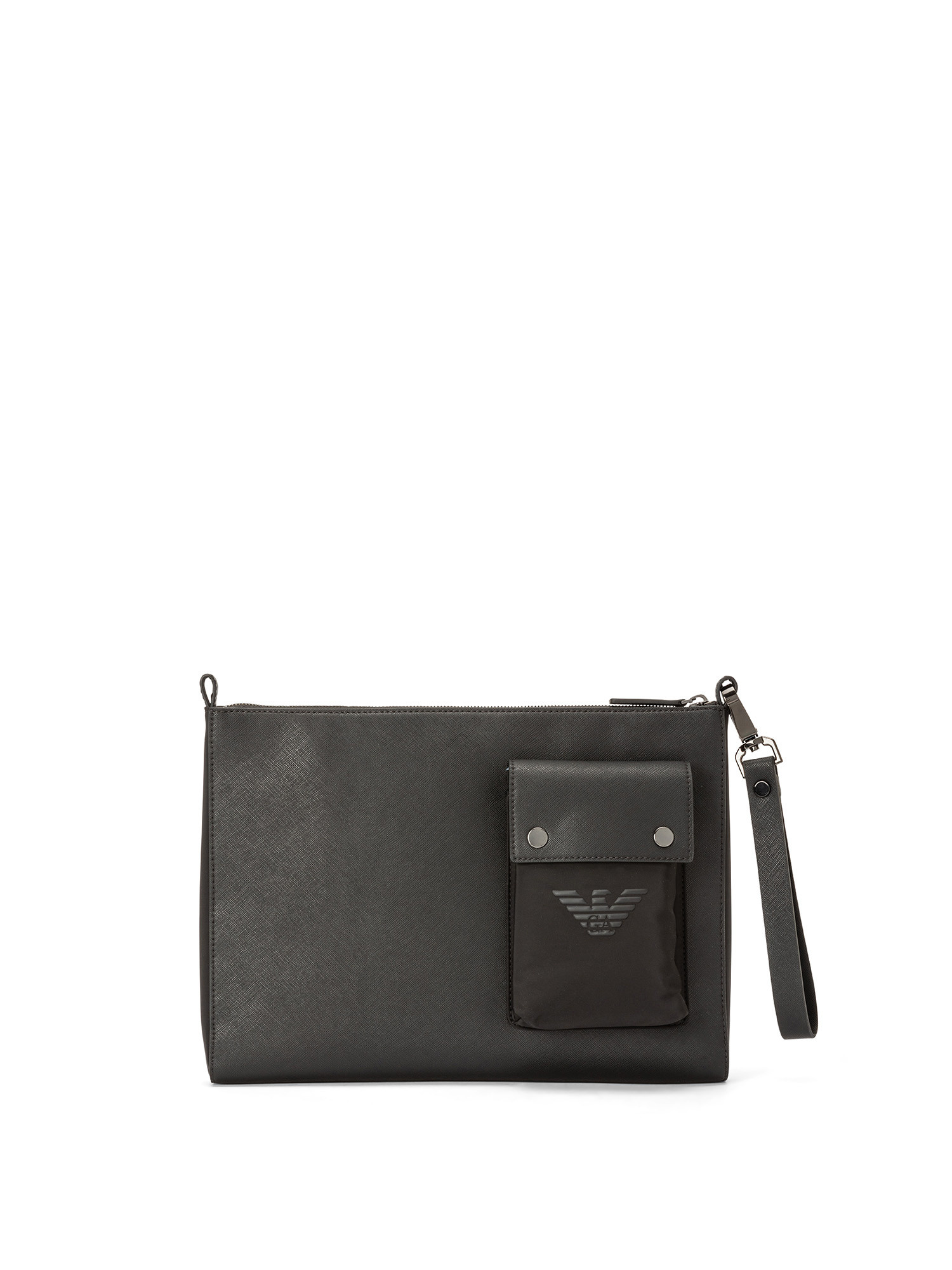 Emporio Armani - Saffiano print regenerated leather pouch, Black, large image number 0