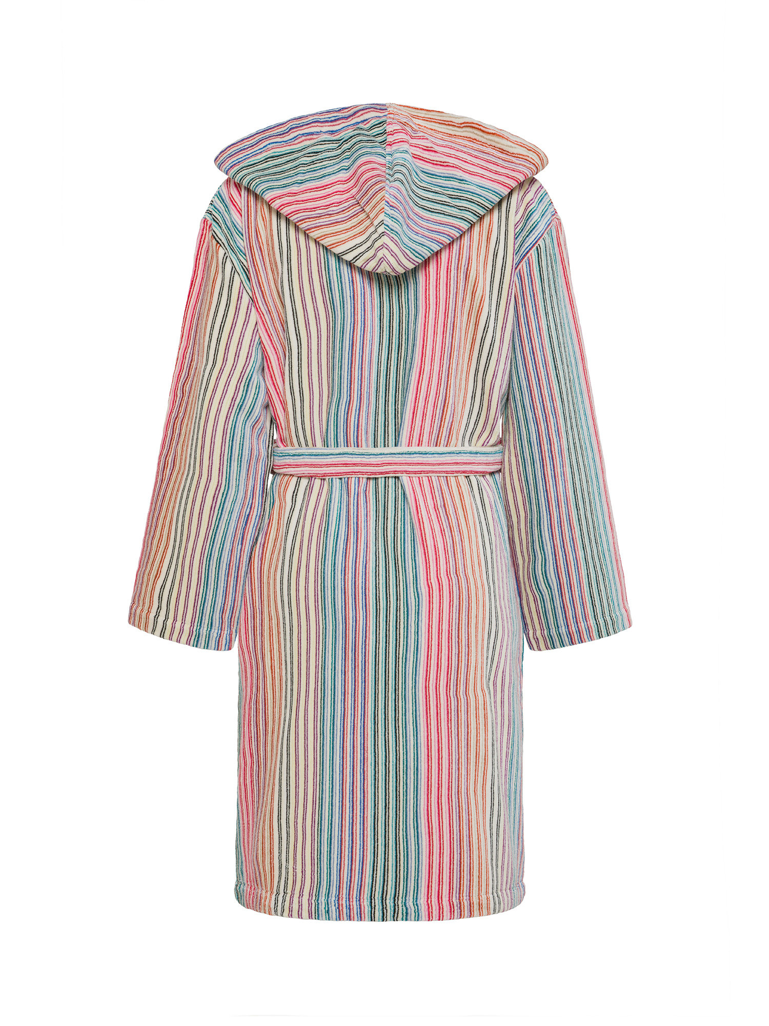 Cotton terry bathrobe striped pattern, Multicolor, large image number 1