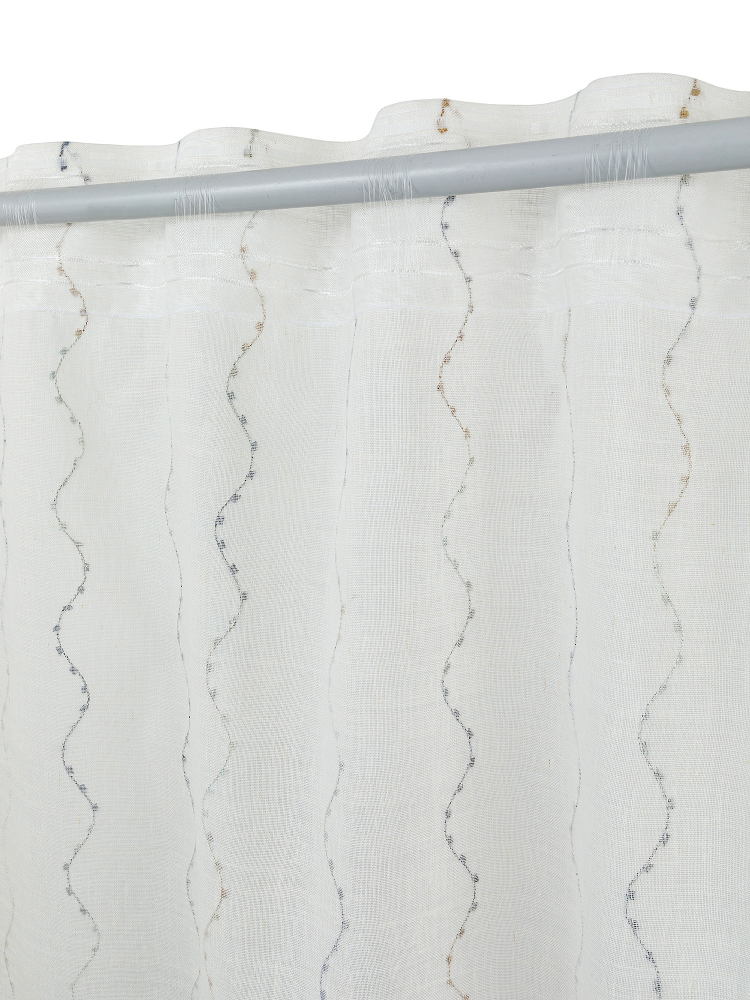 Embroidered opaque curtain with hidden loops, White, large image number 3