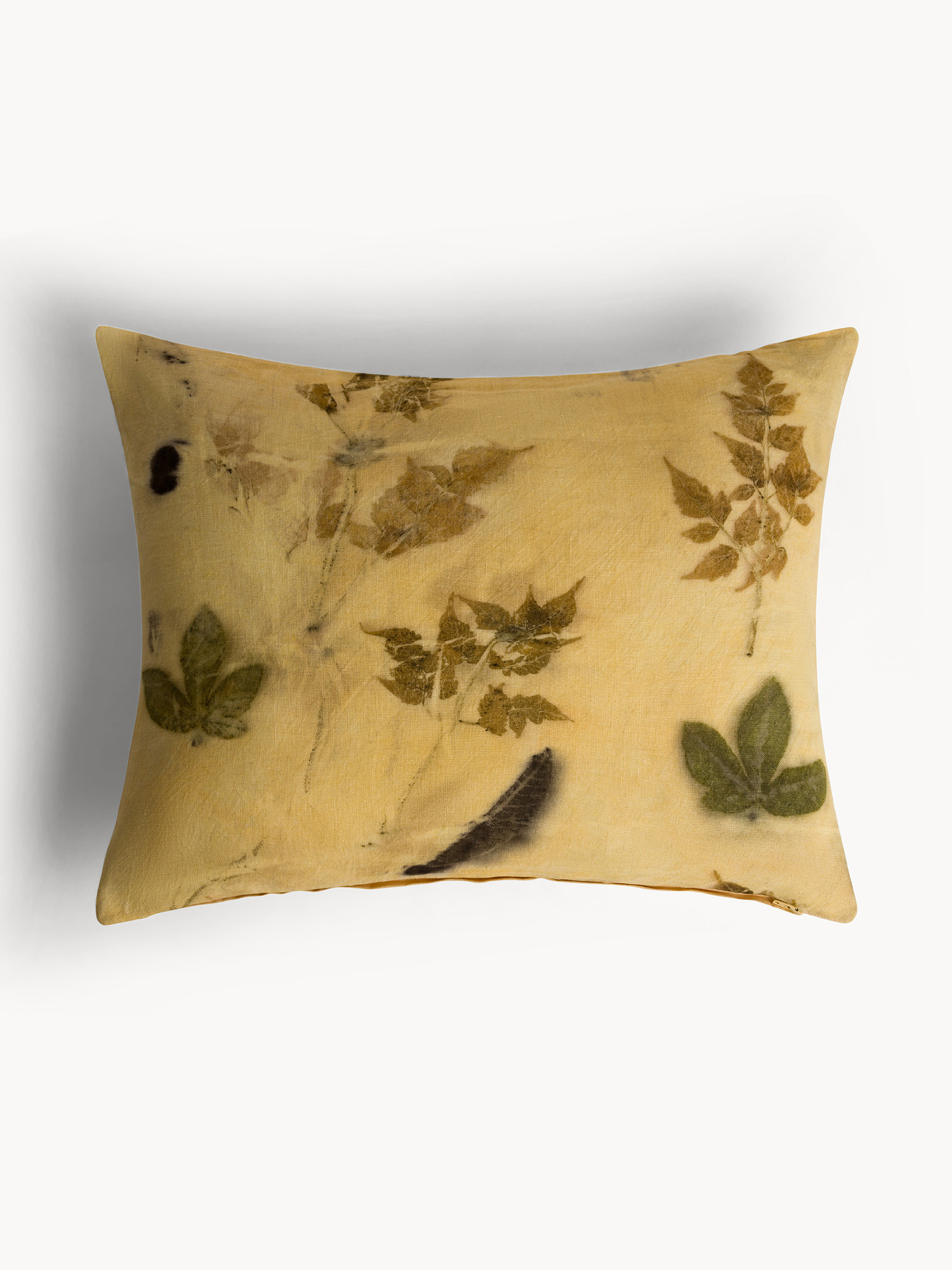 40x50 cm eco-print linen cushion with foliage, Light Beige, large image number 0