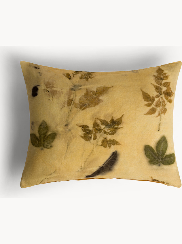 Cuscino 40x50 cm in lino eco-print foliage