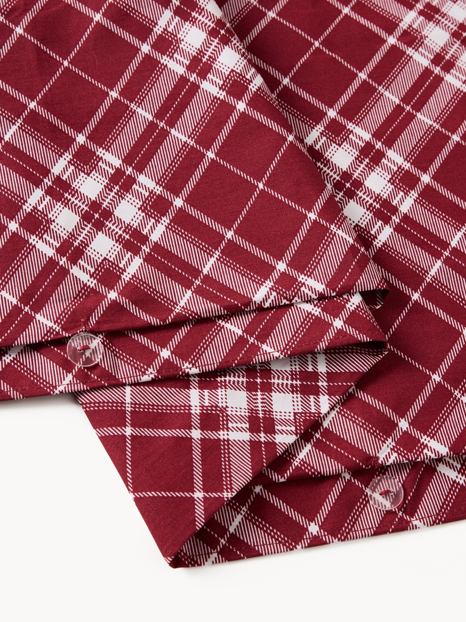 Cotton percale flat sheet,tartan pattern, Bianco/Rosso, large image number 1
