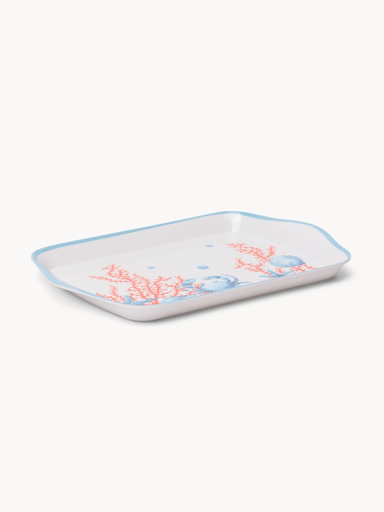Melamine Tray with Marine Decor - Introductory Price, Bianco/Azzurro, large image number 0