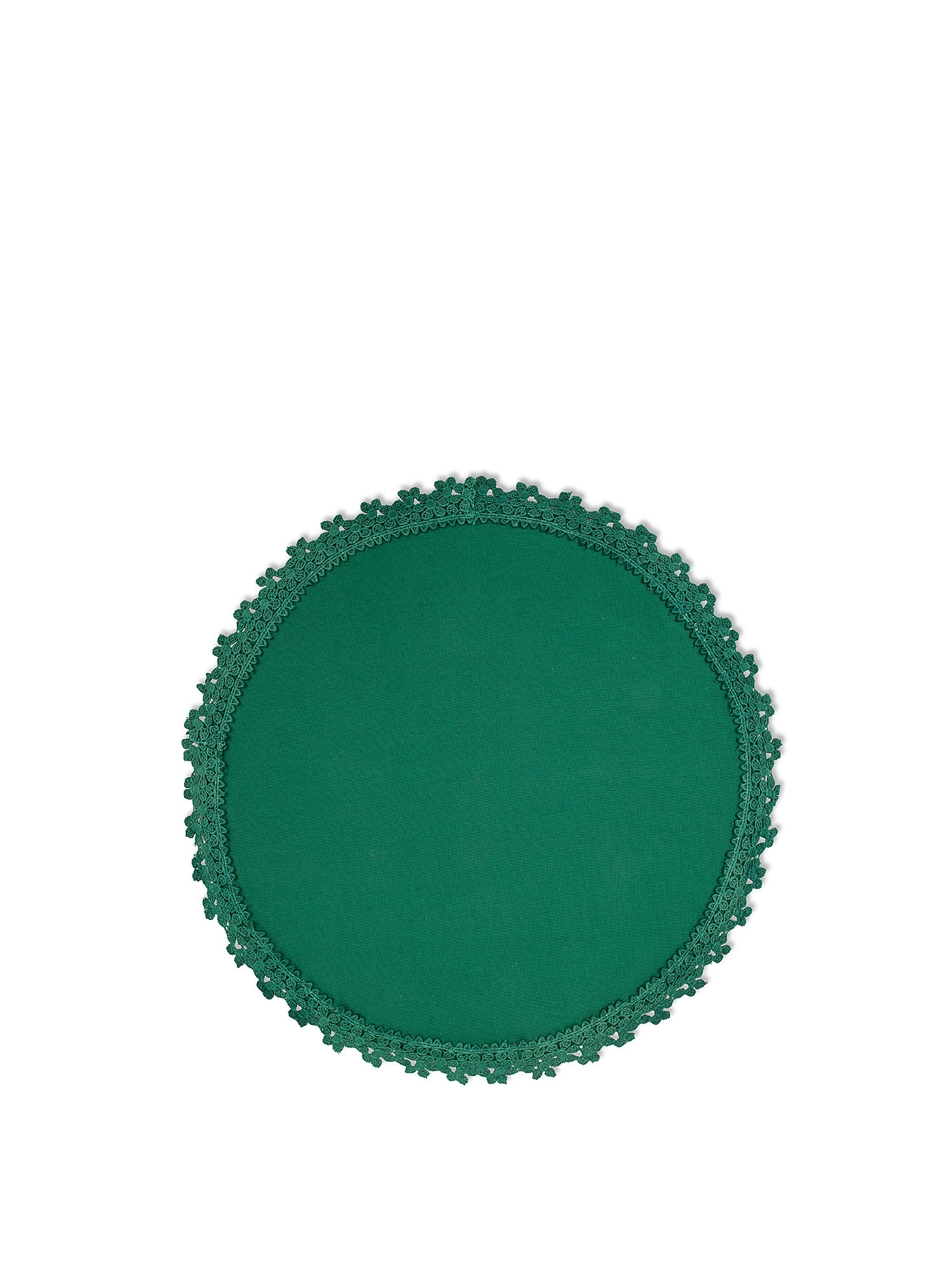 Tovaglietta puro cotone tinta unita con ricamo, Verde scuro, large image number 0