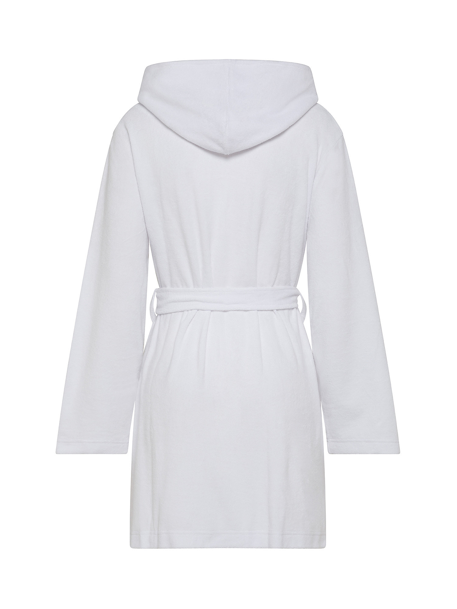 Solid color cotton blend bathrobe, White, large image number 1