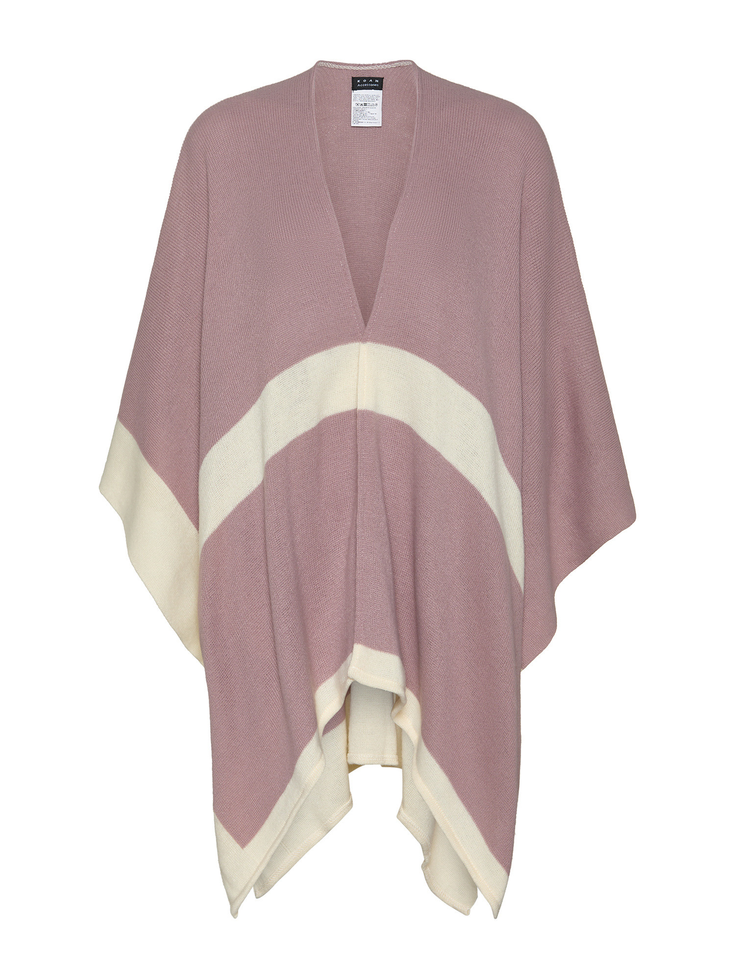 Koan - Two-tone knitted poncho, Pink, large image number 0