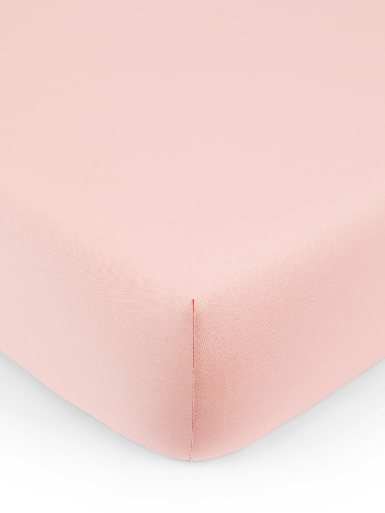 Solid color percale cotton fitted sheet, Pink, large image number 0