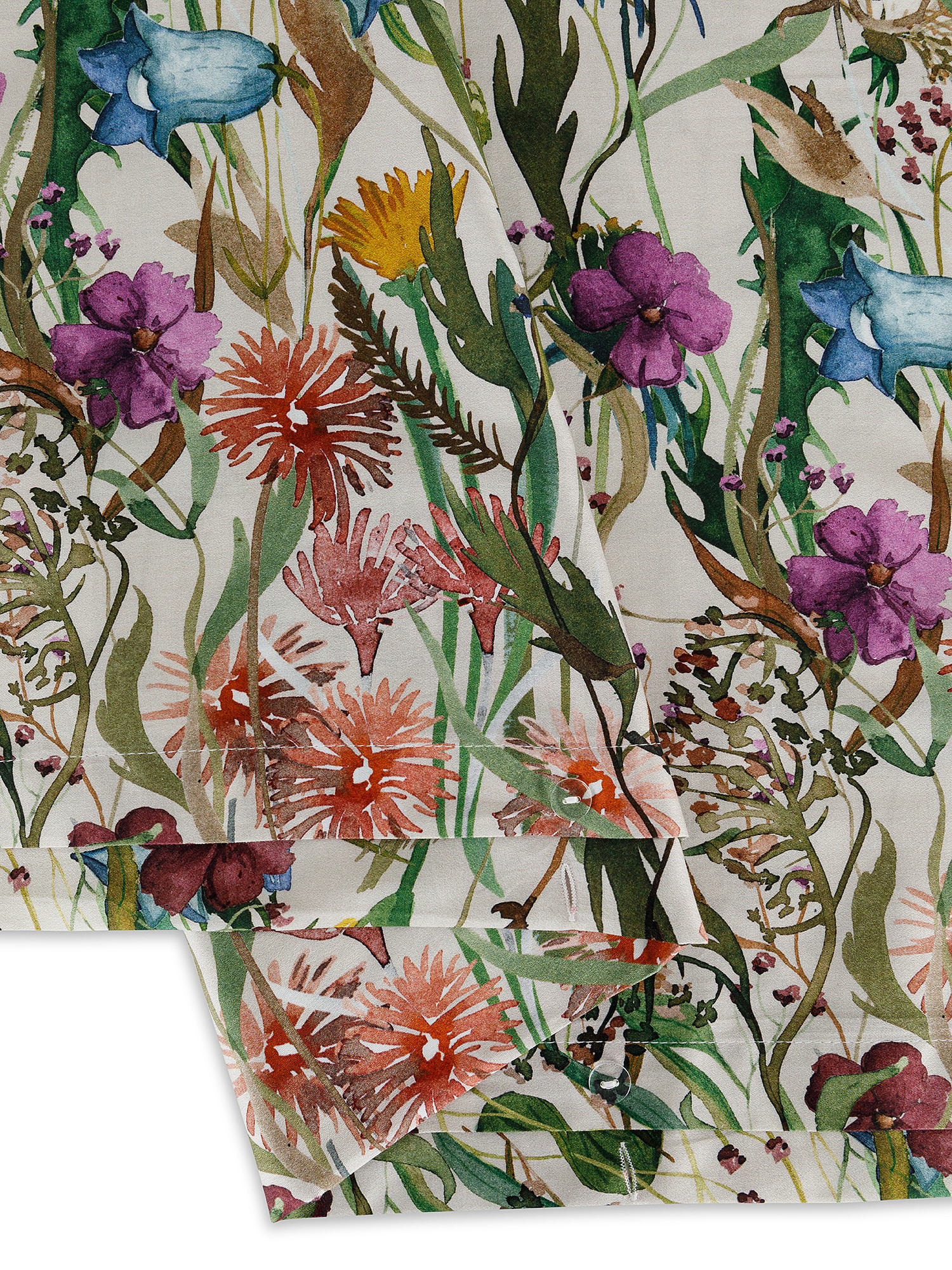 Floral patterned cotton satin duvet cover set, Multicolor, large image number 1