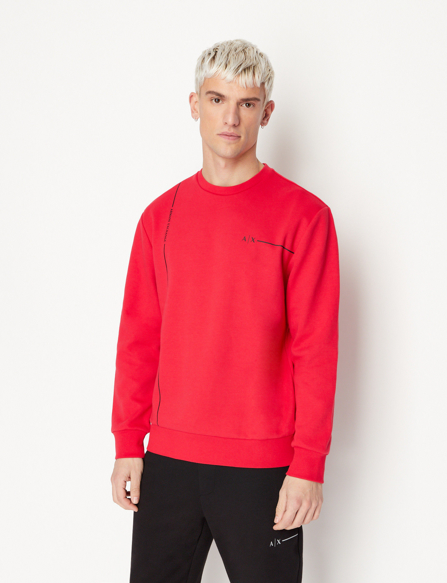 Armani Exchange - Sweatshirt with logo print, Red, large image number 1