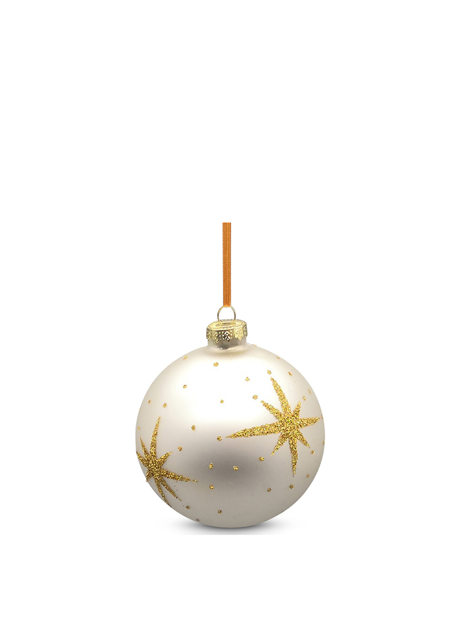 Sfera con stelle in vetro decorata a mano, Bianco, large image number 0