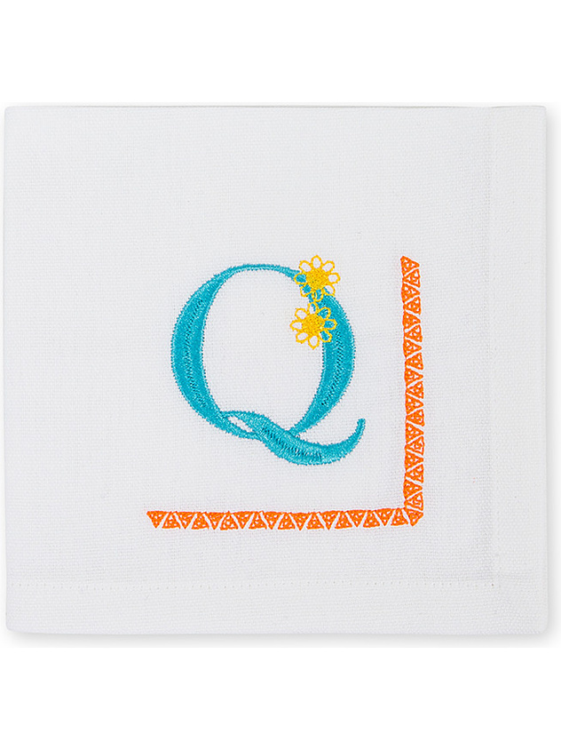 Pure cotton napkin with letter Q embroidery