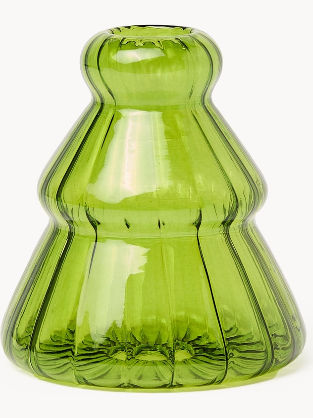 Christmas tree-shaped glass candlestick