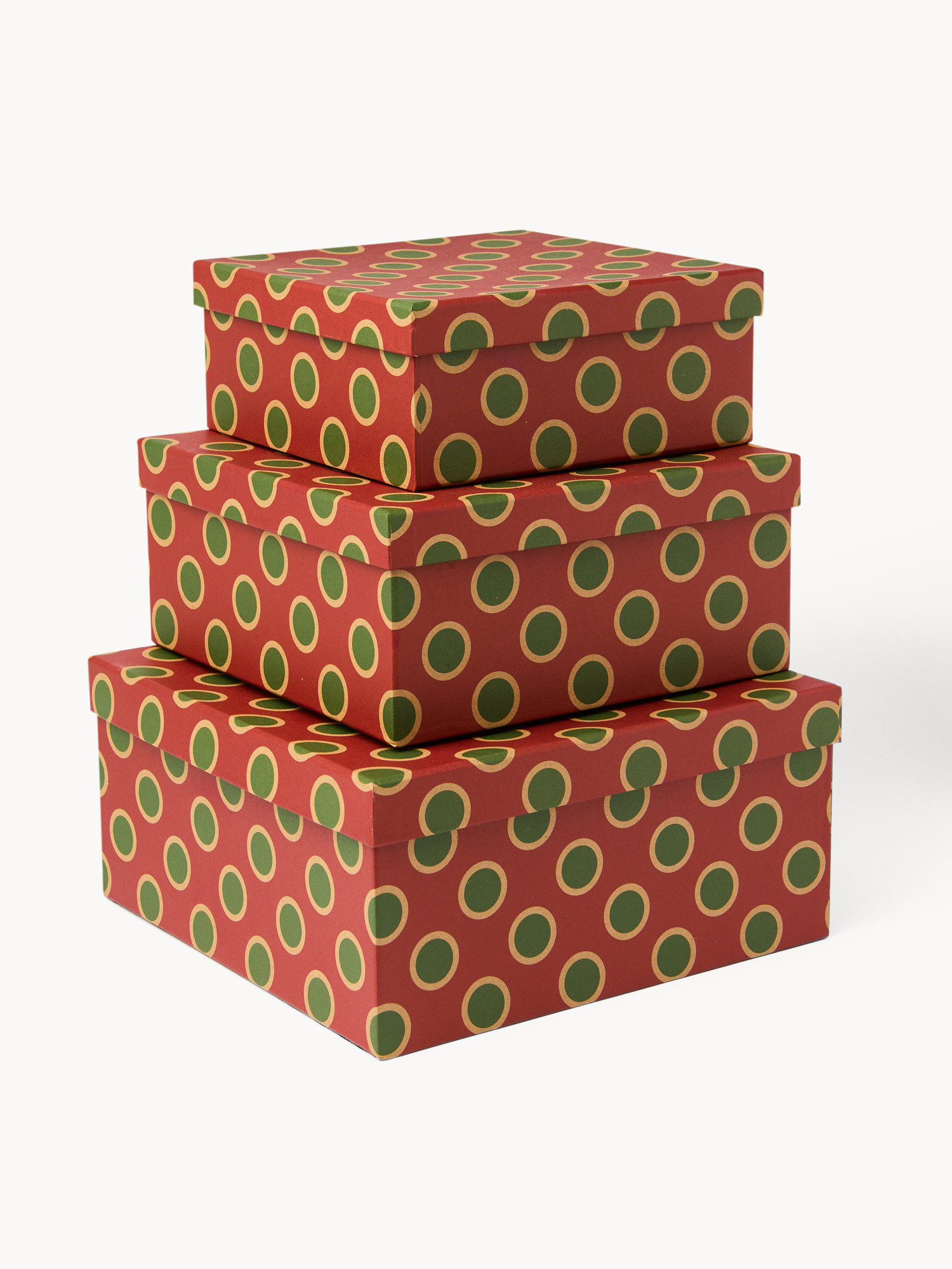 Set of 3 round boxes, Red, large image number 0