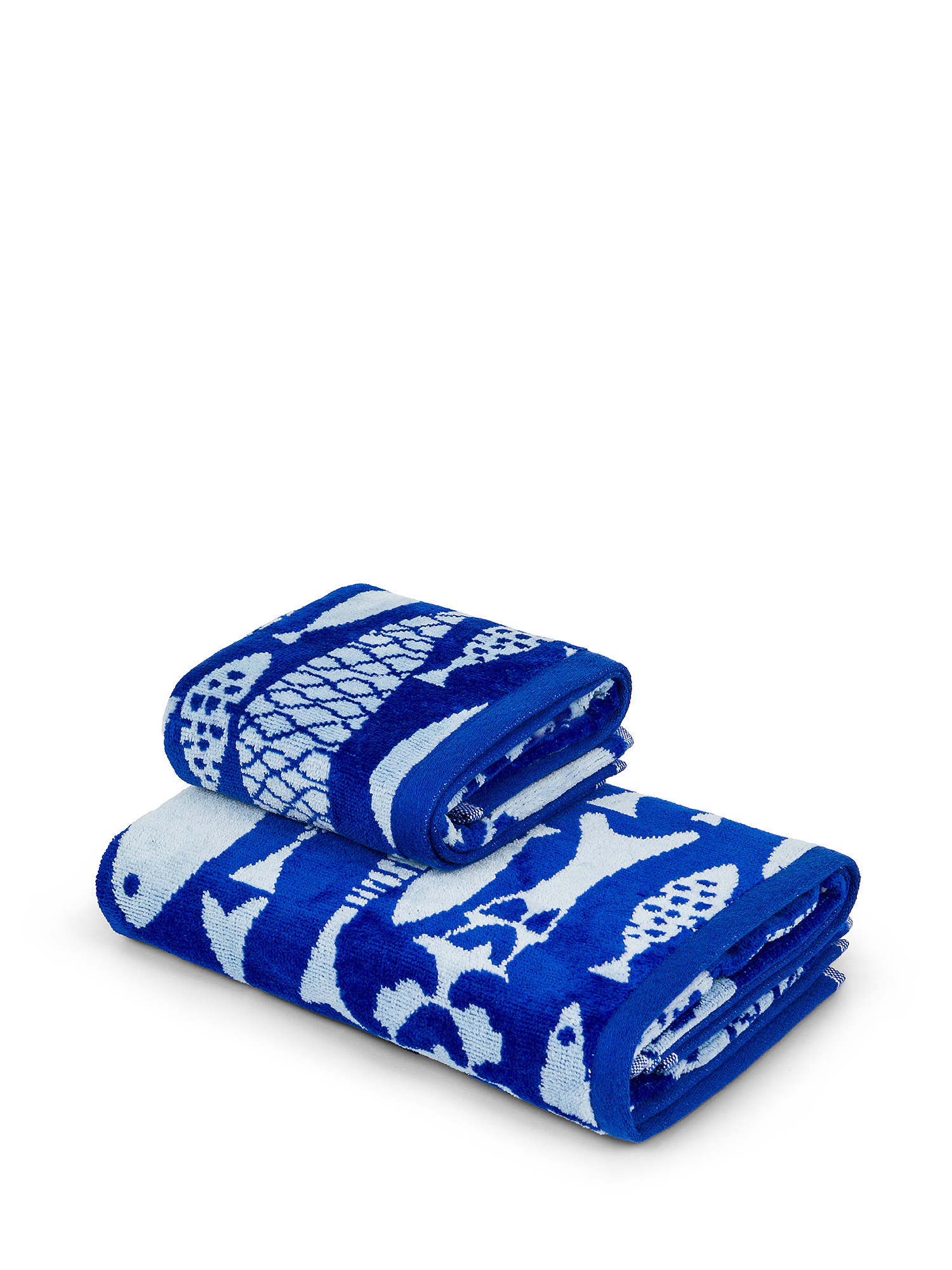 Asciugamano in velour di puro cotone, Blu, large image number 0