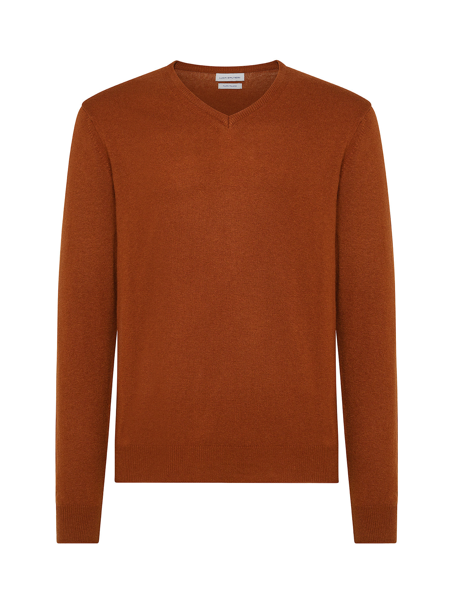Cashmere Blend V-neck sweater with noble fibers, Copper Brown, large image number 0