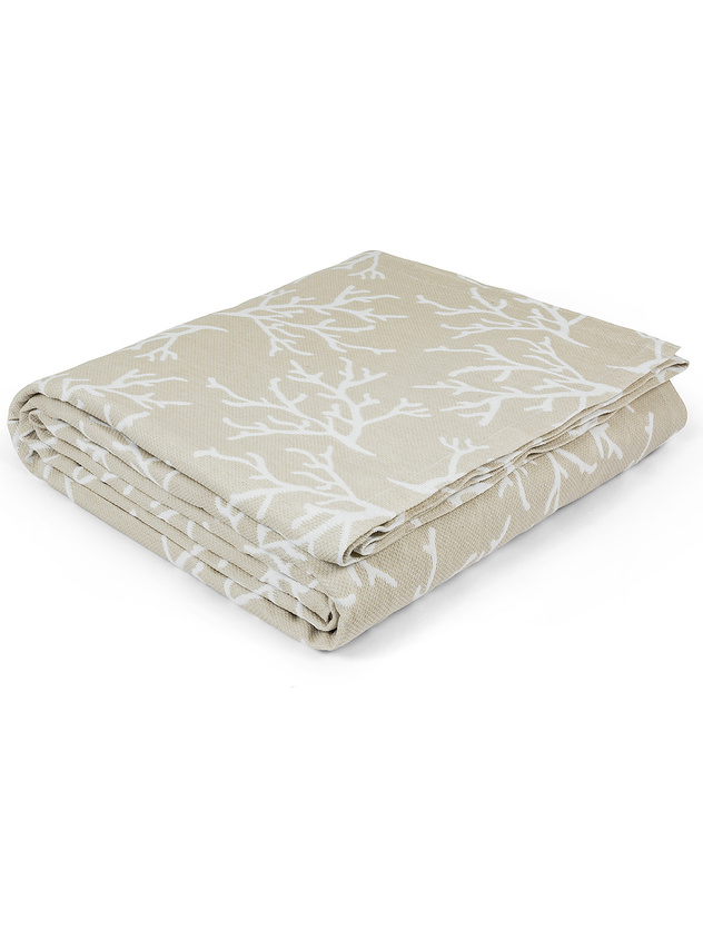 Bedspread with tone-on-tone workmanship.