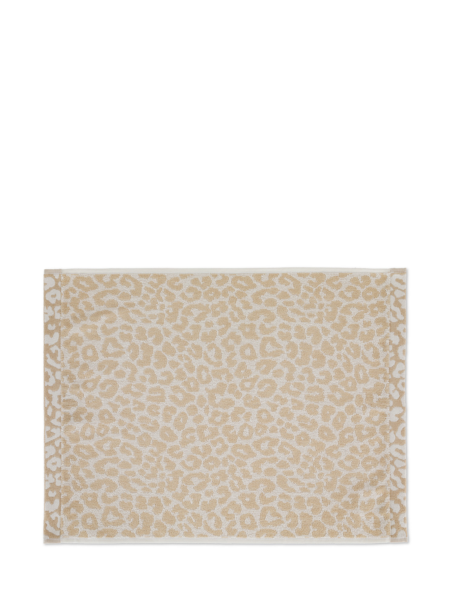 Asciugamano in spugna di cotone jacquard motivo animalier, Crema, large image number 1