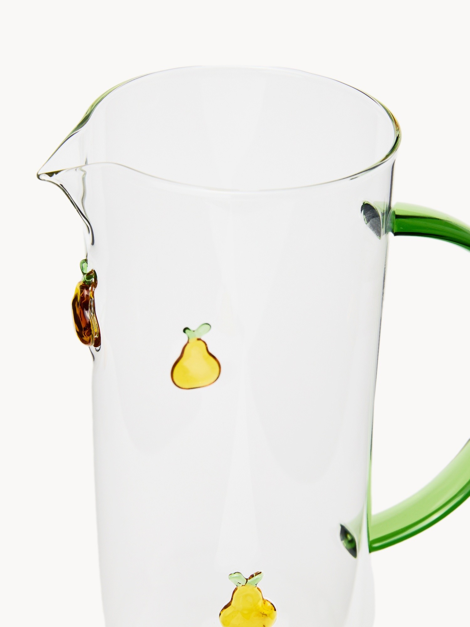 Caraffa in vetro borosilicato dettaglio pere, Trasparente, large image number 1