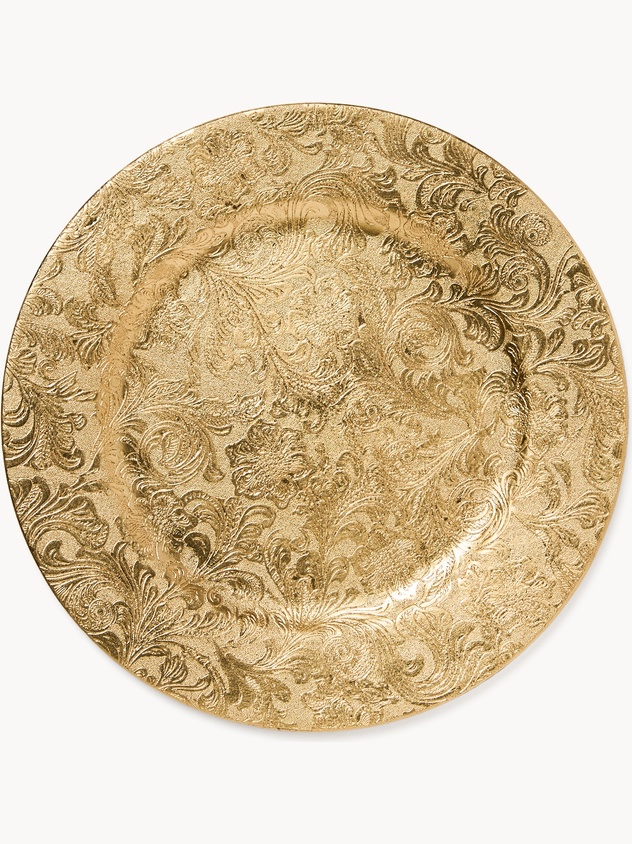 Round charger plate with a floral motif