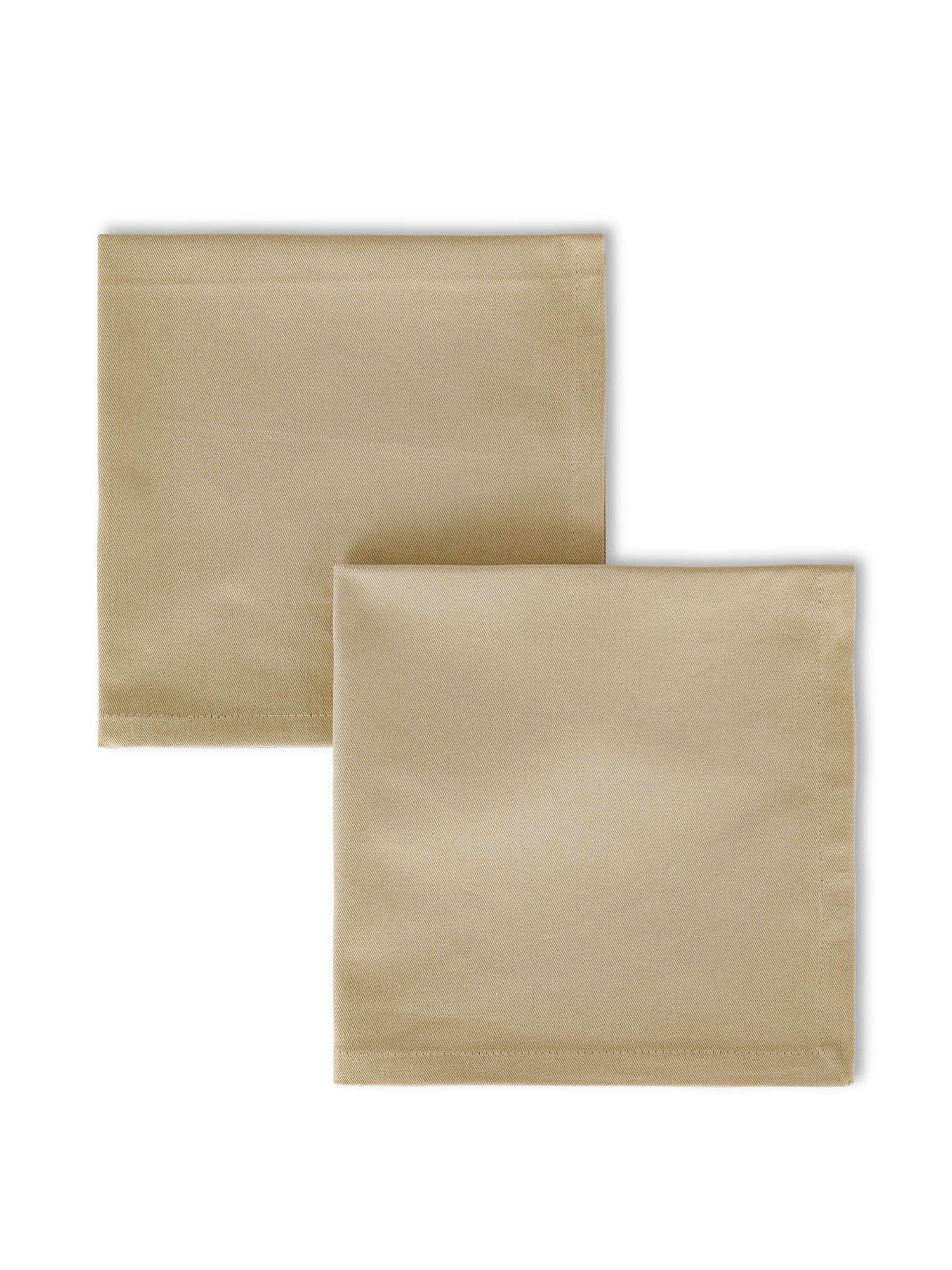Set of 2 solid color cotton twill napkins, Beige, large image number 0