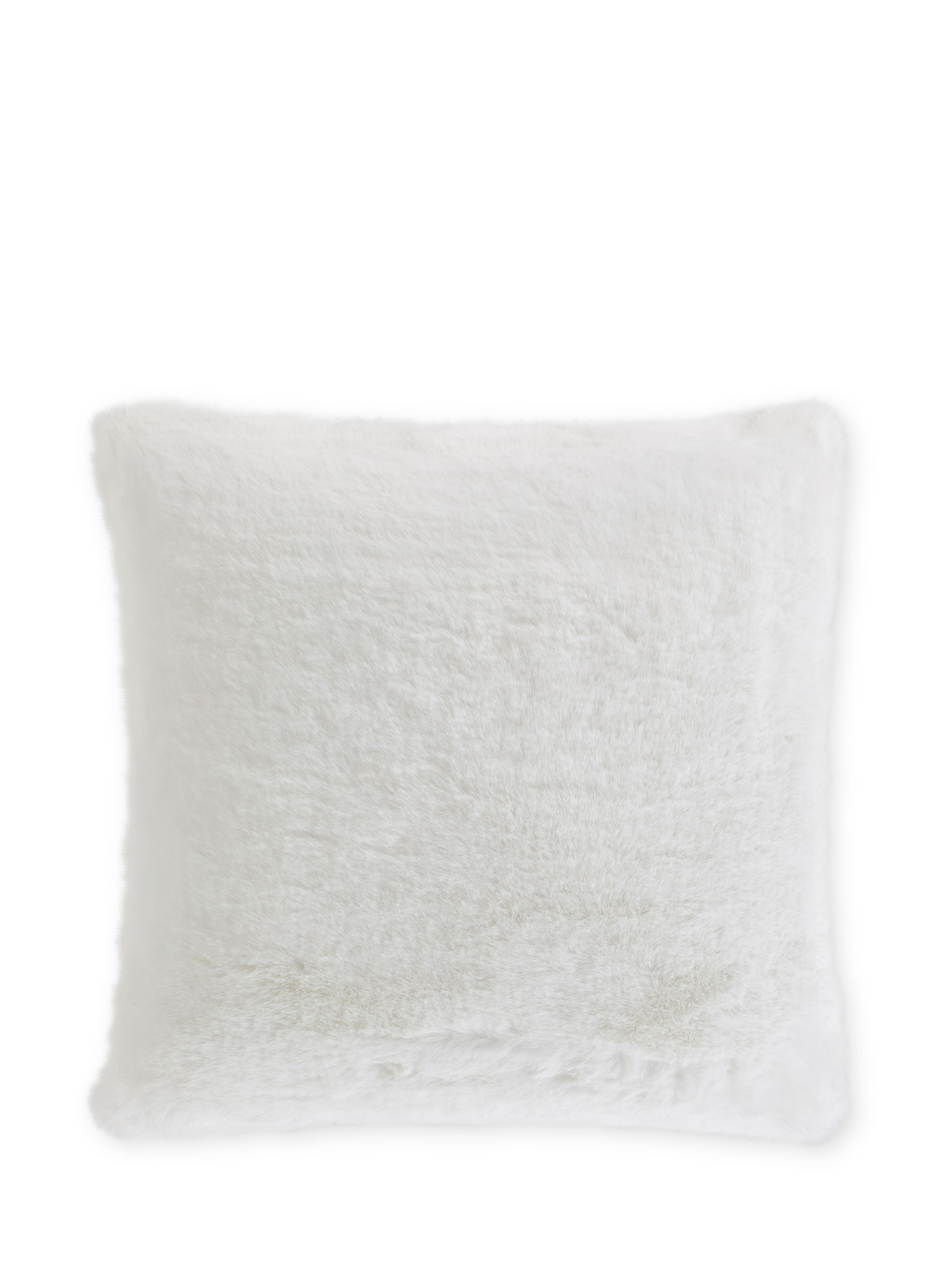 Solid color eco-fur cushion 45x45 cm, White, large image number 0