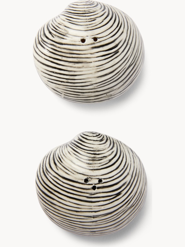 Set sale e pepe in ceramica a conchiglia