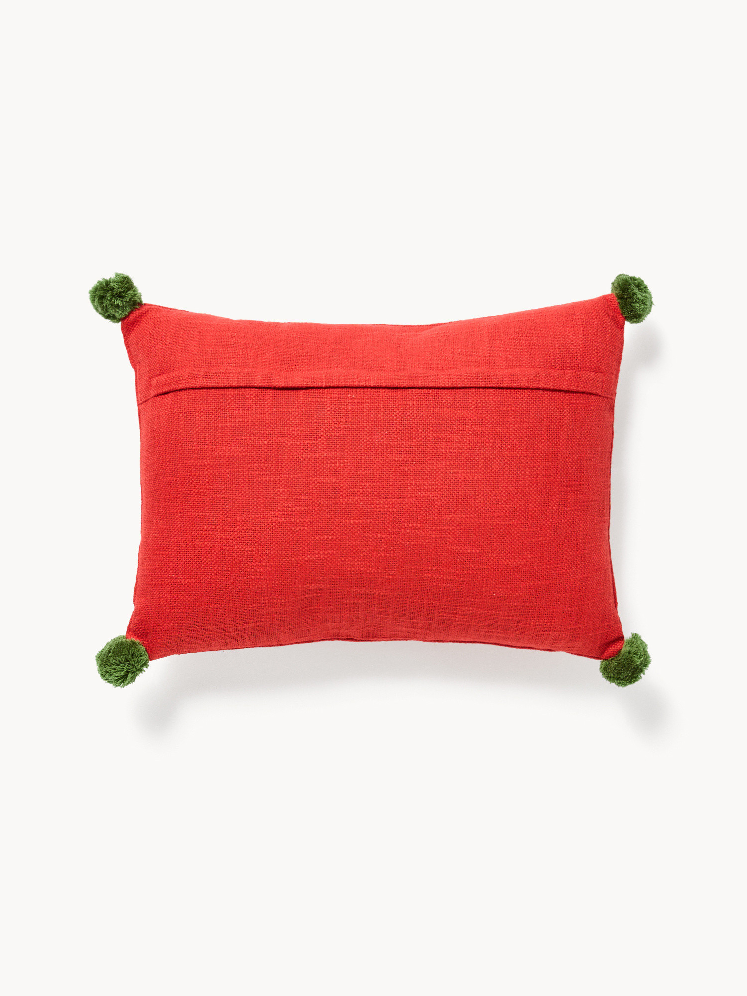 Cuscino 35x50 ricamo alberelli con pompon, Rosso, large image number 1