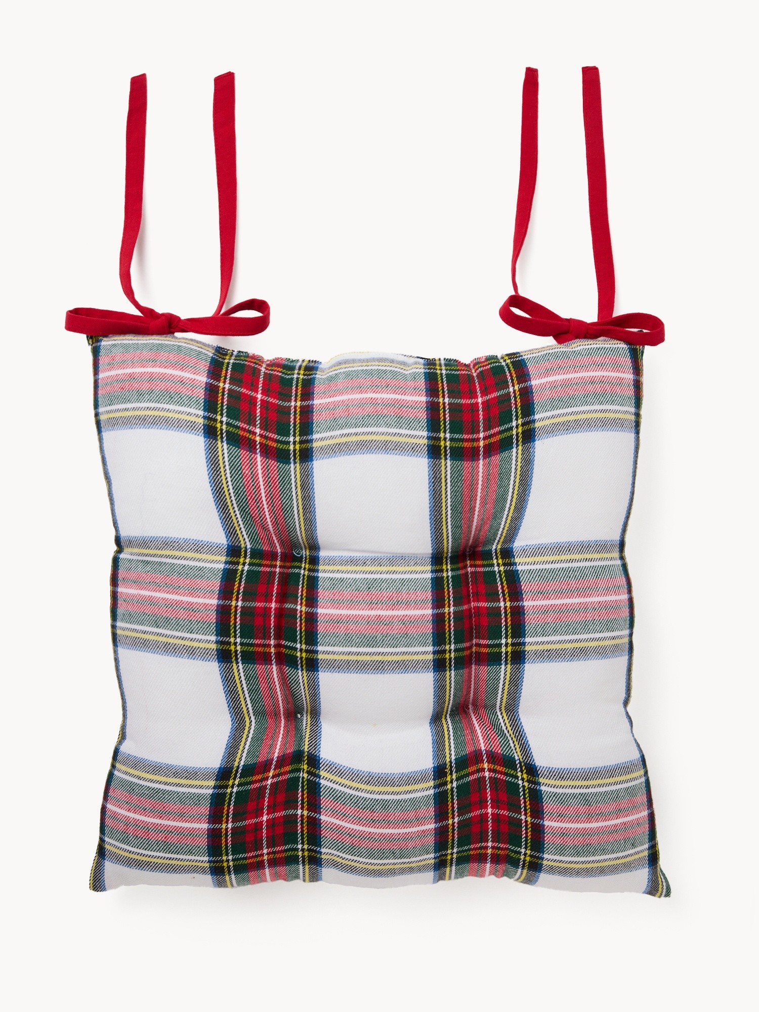 Cuscino da sedia in puro cotone tinto filo motivo tartan, Rosso mattone, large image number 0