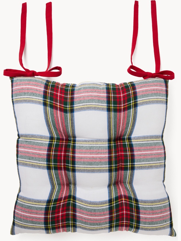 Cuscino da sedia in puro cotone tinto filo motivo tartan