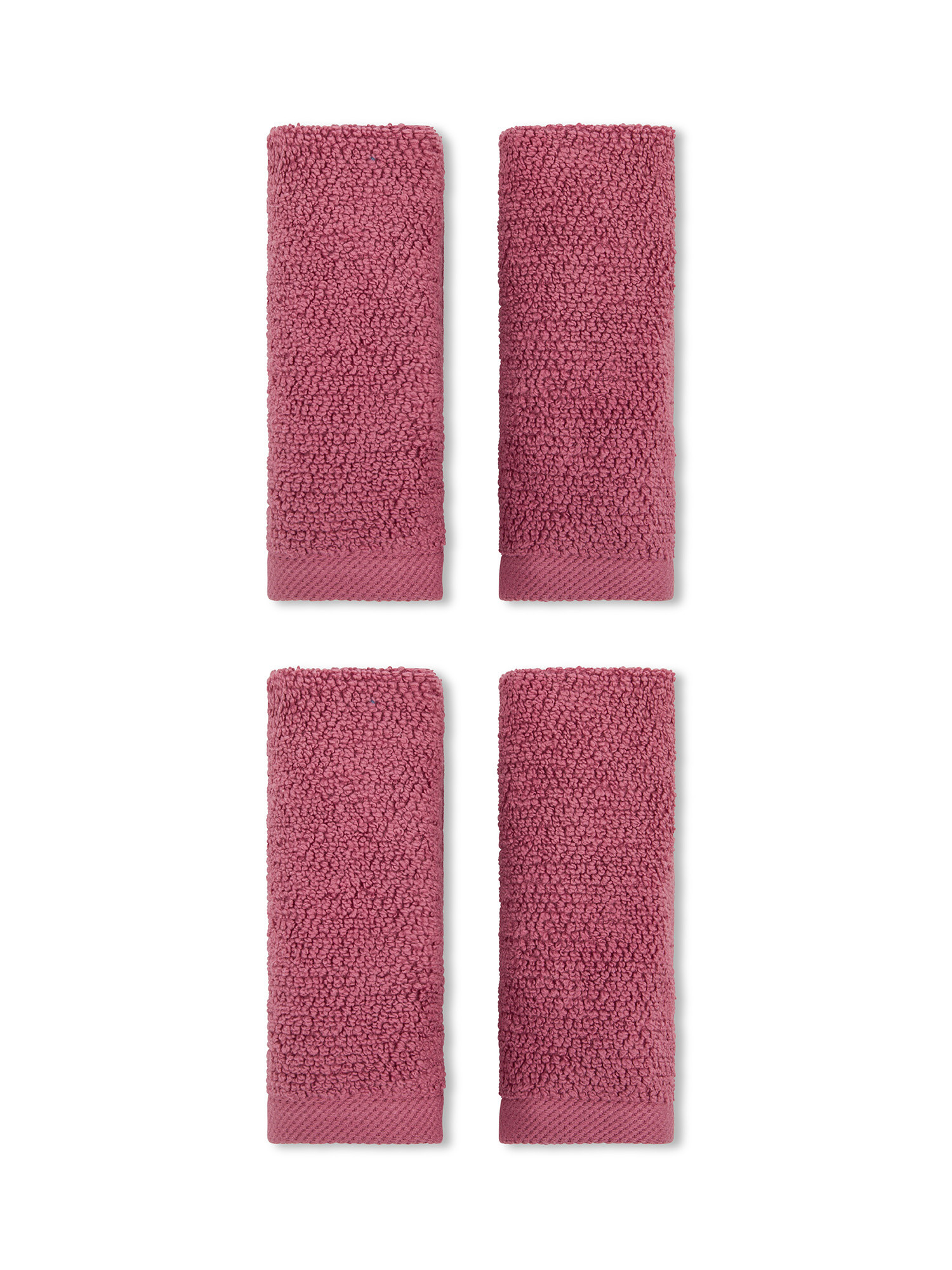 Set 4 lavette in spugna di cotone, Rosa scuro, large image number 0